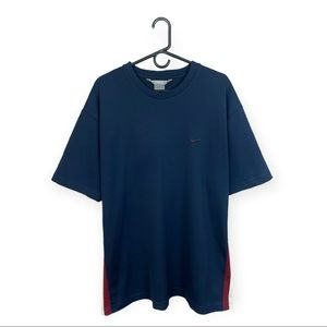 Nike Men’s T Shirt Vintage Short Sleeve Tee Side Print Thick Mesh Blue Red XXL